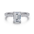 Twain - 14K White Gold Emerald Cut Diamond Engagement Ring