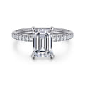 Twain - 14K White Gold Emerald Cut Diamond Engagement Ring