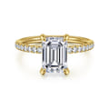 Twain - 14K Yellow Gold Emerald Cut Diamond Engagement Ring