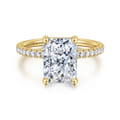 Twain - 14K Yellow Gold Emerald Cut Diamond Engagement Ring
