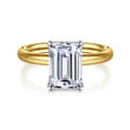 Unite - 14K White-Yellow Gold Emerald Cut Solitaire Diamond Engagement Ring