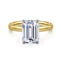 Unite - 14K White-Yellow Gold Emerald Cut Solitaire Diamond Engagement Ring
