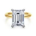 Unite - 14K White-Yellow Gold Emerald Cut Solitaire Diamond Engagement Ring