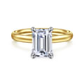 Unite - 14K White-Yellow Gold Emerald Cut Solitaire Diamond Engagement Ring
