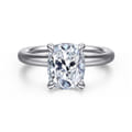Unite - 14K White Gold Elongated Cushion Solitaire Diamond Engagement Ring