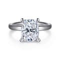 Unite - 14K White Gold Elongated Cushion Solitaire Diamond Engagement Ring