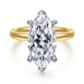 Unite - 14K White-Yellow Gold Marquise Shape Solitaire Diamond Engagement Ring