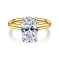 Unite - 14K White-Yellow Gold Oval Solitaire Diamond Engagement Ring
