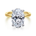 Unite - 14K White-Yellow Gold Oval Solitaire Diamond Engagement Ring