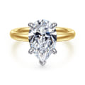 Unite - 14K White-Yellow Gold Pear Shape Solitaire Diamond Engagement Ring