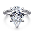 Unite - 14K White Gold Pear Shape Solitaire Diamond Engagement Ring