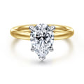 Unite - 14K White-Yellow Gold Pear Shape Solitaire Diamond Engagement Ring