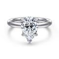 Unite - 14K White Gold Pear Shape Solitaire Diamond Engagement Ring