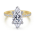 Winslow - 14K White-Yellow Gold Marquise Shape Diamond Engagement Ring