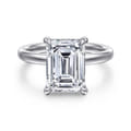 Lua - 14K White Gold Hidden Halo Emerald Cut Diamond Engagement Ring