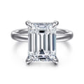 Lua - 14K White Gold Hidden Halo Emerald Cut Diamond Engagement Ring