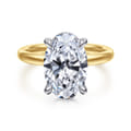 Lua - 14K White-Yellow Gold Hidden Halo Oval Diamond Engagement Ring