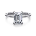 Anuk - 14K White Gold Emerald Cut Diamond Engagement Ring