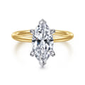 Anuk - 14K White-Yellow Gold Marquise Shape Diamond Engagement Ring