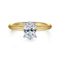 Anuk - 14K White-Yellow Gold Oval Hidden Halo Diamond Engagement Ring