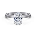 Anuk - 14K White Gold Oval Hidden Halo Diamond Engagement Ring
