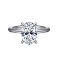 Anuk - 14K White Gold Oval Hidden Halo Diamond Engagement Ring