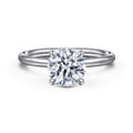 Anuk - 14K White Gold Round Hidden Halo Diamond Engagement Ring