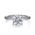 Anuk - 14K White Gold Round Hidden Halo Diamond Engagement Ring