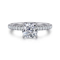 Allison - 14K White Gold Cushion Hidden Halo Diamond Engagement Ring