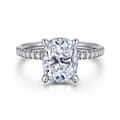 Allison - 14K White Gold Elongated Cushion Hidden Halo Diamond and Engagement Ring