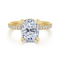 Allison - 14K Yellow Gold Elongated Cushion Hidden Halo Diamond and Engagement Ring