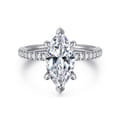 Allison - 14K White Gold Marquise Shape Hidden Halo Diamond Engagement Ring
