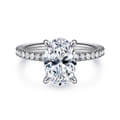 Allison - 14K White Gold Oval Hidden Halo Diamond and Engagement Ring