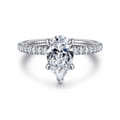 Allison - 14K White Gold Pear Shape Hidden Halo Diamond Engagement Ring