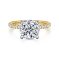 Allison - 14K White-Yellow Gold Round Hidden Halo Diamond Engagement Ring