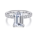 Adela - 14K White Gold Emerald Cut Hidden Halo Diamond Engagement Ring