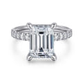 Adela - 14K White Gold Emerald Cut Hidden Halo Diamond Engagement Ring