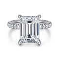 Adela - 14K White Gold Emerald Cut Hidden Halo Diamond Engagement Ring