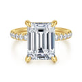 Adela - 14K Yellow Gold Emerald Cut Hidden Halo Diamond Engagement Ring