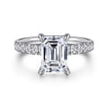 Adela - 14K White Gold Emerald Cut Hidden Halo Diamond and Engagement Ring