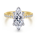Adela - 14K Yellow-White Gold Marquise Shape Hidden Halo Diamond Engagement Ring
