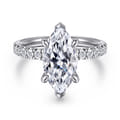 Adela - 14K White Gold Marquise Shape Hidden Halo Diamond Engagement Ring