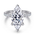 Adela - 14K White Gold Marquise Shape Hidden Halo Diamond Engagement Ring