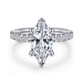 Adela - 14K White Gold Marquise Shape Hidden Halo Diamond Engagement Ring
