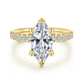 Adela - 14K Yellow Gold Marquise Shape Hidden Halo Diamond Engagement Ring