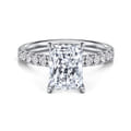 Adela - 14K White Gold Radiant Hidden Halo Diamond and Engagement Ring