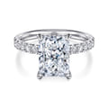Adela - 14K White Gold Radiant Hidden Halo Diamond and Engagement Ring