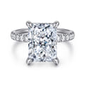 Adela - 14K White Gold Radiant Cut Hidden Halo Diamond Engagement Ring