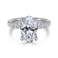 Adela - 14K White Gold Oval Hidden Halo Diamond Engagement Ring