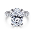 Adela - 14K White Gold Oval Hidden Halo Diamond Engagement Ring